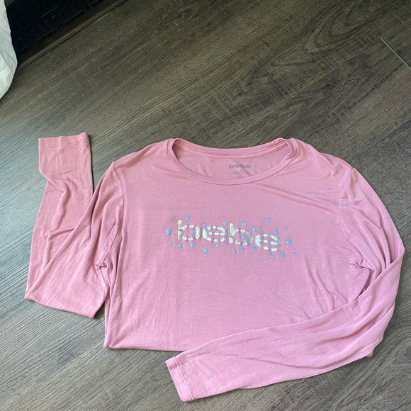 Y2K VTG retro Bebe long sleeve top sparkle blouse - Picture 9 of 13